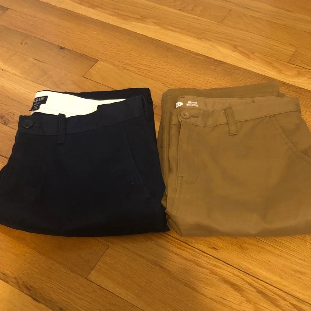 J. Crew Men's Chinos in Navy size 28x30, old navy khakis size 18 boys.